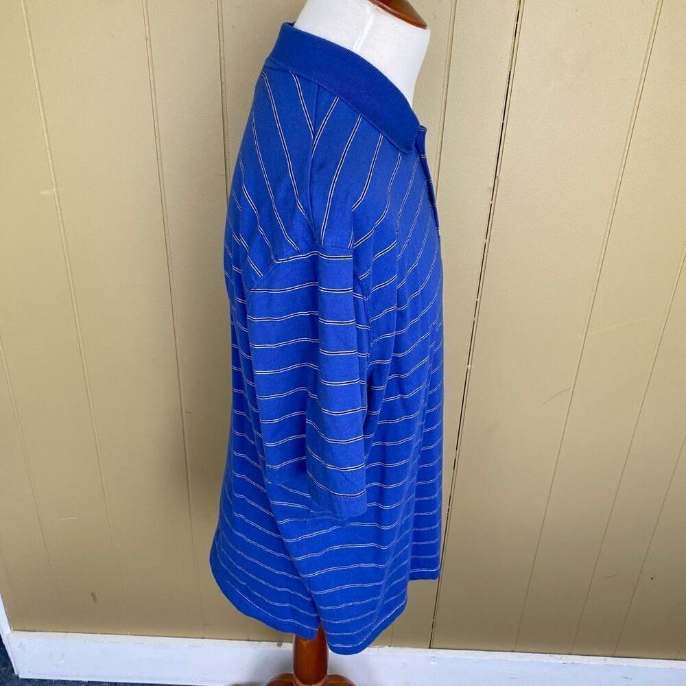 Bugle Boy men 2XL short sleeve cotton blend 2 button collar polo blue stripe - Picture 4 of 8
